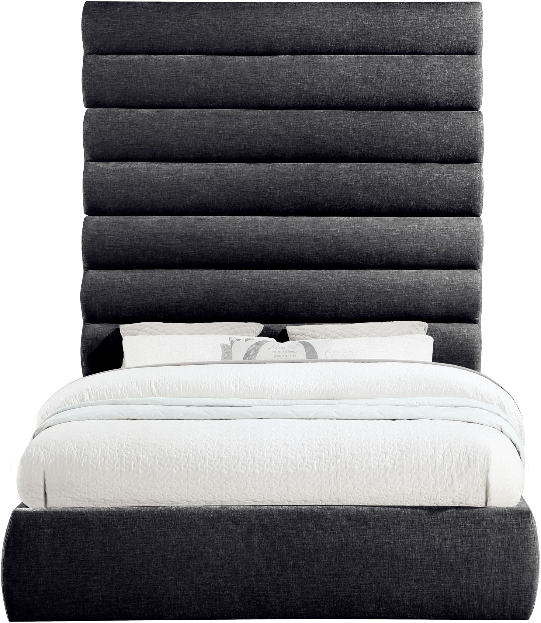 Adam - Chenille Fabric Bed With 89" Headboard