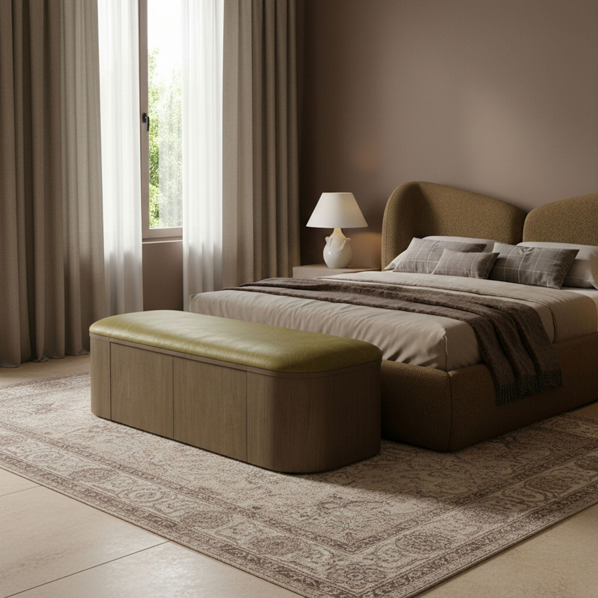 Velden - Upholstered Storage Bench With Stained Brown Base