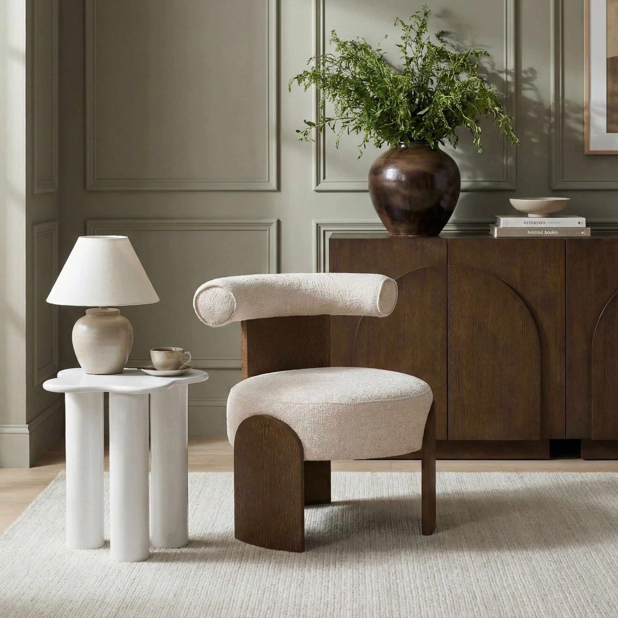 Calder - Linen Textured Fabric Upholstered Accent Chair - Painted Brown Base - Urban Living Furniture (Los Angeles, CA)