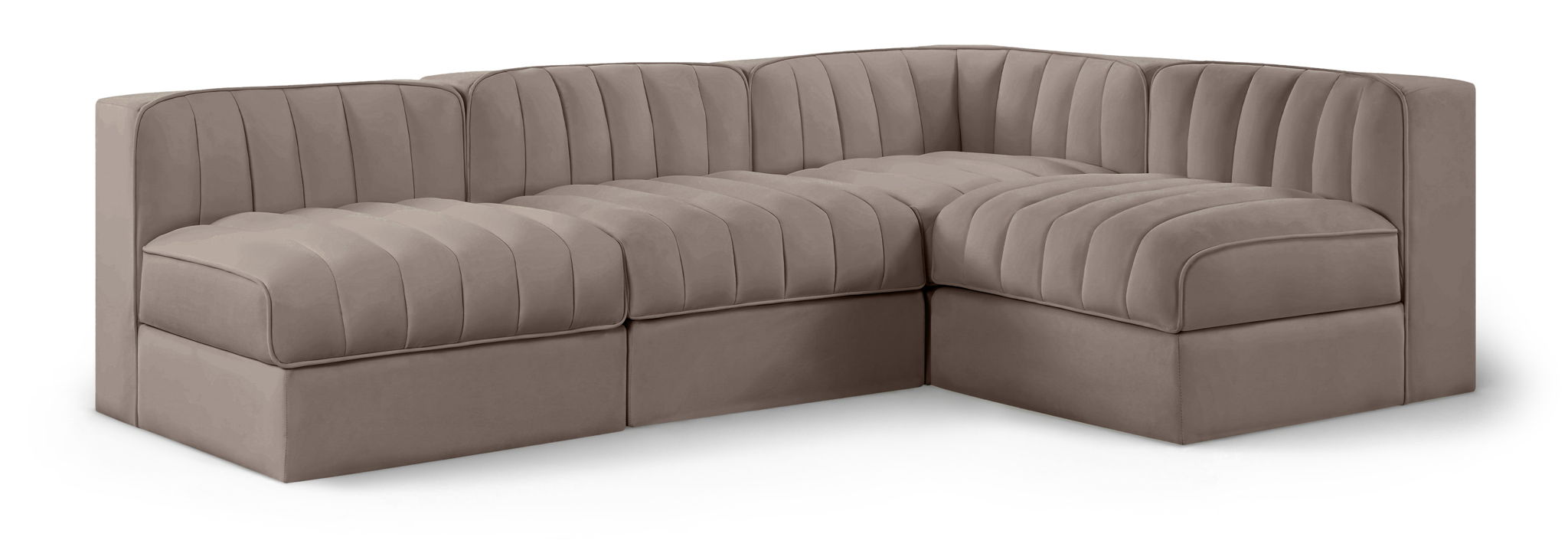 Rummi - Armless Velvet Performance Fabric Upholstered 4 Piece Modular Sectional - Urban Living Furniture (Los Angeles, CA)