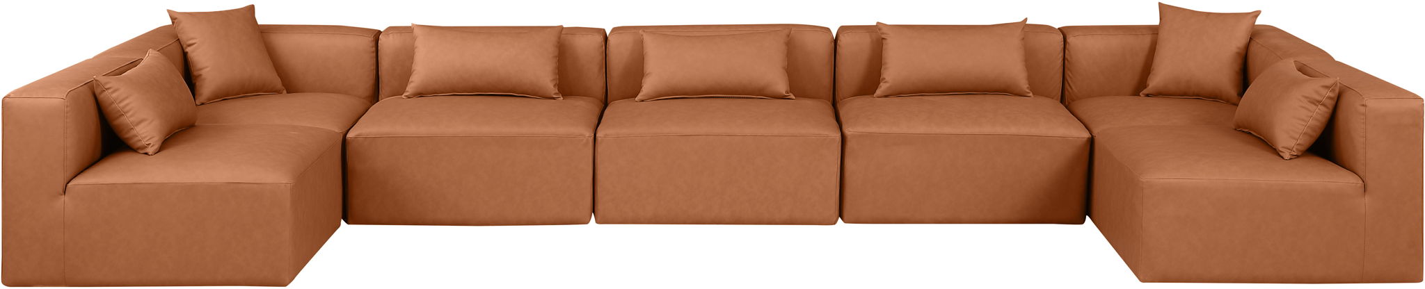 Cube - 7 Piece Modular U-Shaped Sectional - Cognac - Urban Living Furniture (Los Angeles, CA)