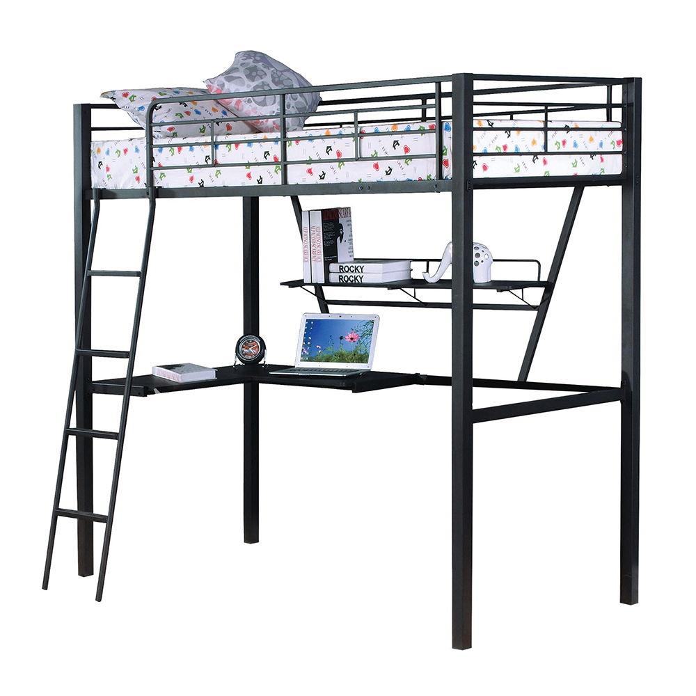 Senon - Twin Loft Bed With Desk - Silver & Black - Urban Living Furniture (Los Angeles, CA)