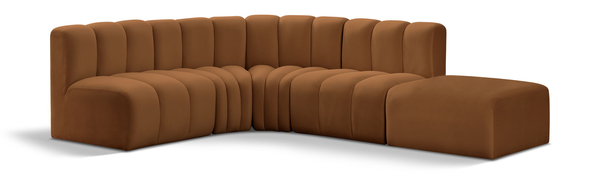 Arc - Velvet 5 Piece Corner Modular Sofa - Saddle - Urban Living Furniture (Los Angeles, CA)