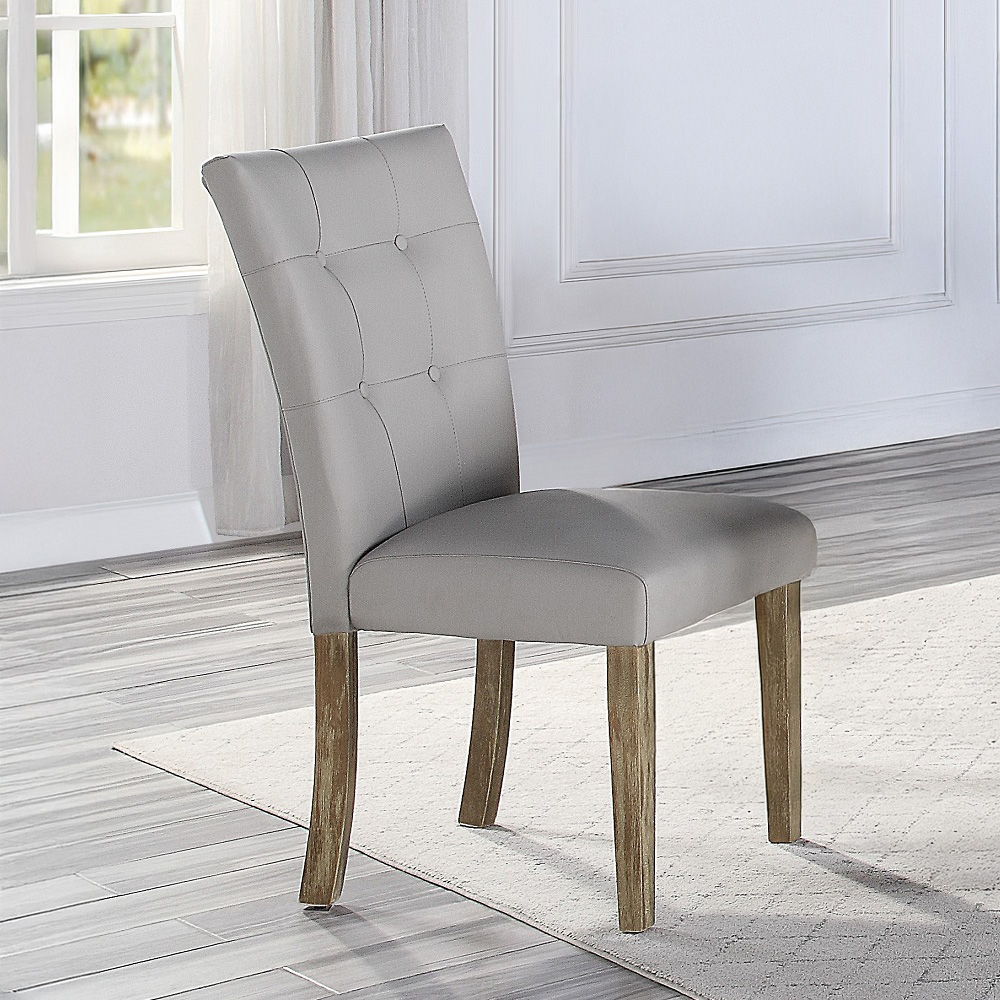 Charnell - Side Chair (Set of 2) - Gray Synthetic Leather & Oak - Urban Living Furniture (Los Angeles, CA)