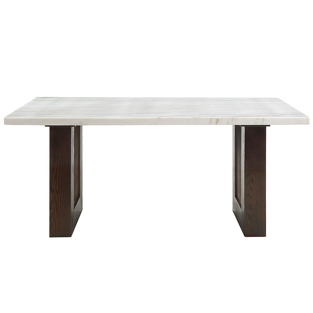 Edwyn - Dining Table With Marble Top - White Natural Marble Top & Brown Finish - Urban Living Furniture (Los Angeles, CA)