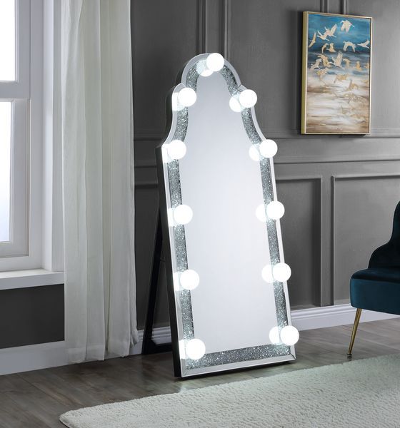 Noralie - Hollywood Floor Mirror - Mirrored & Faux Diamonds - Urban Living Furniture (Los Angeles, CA)