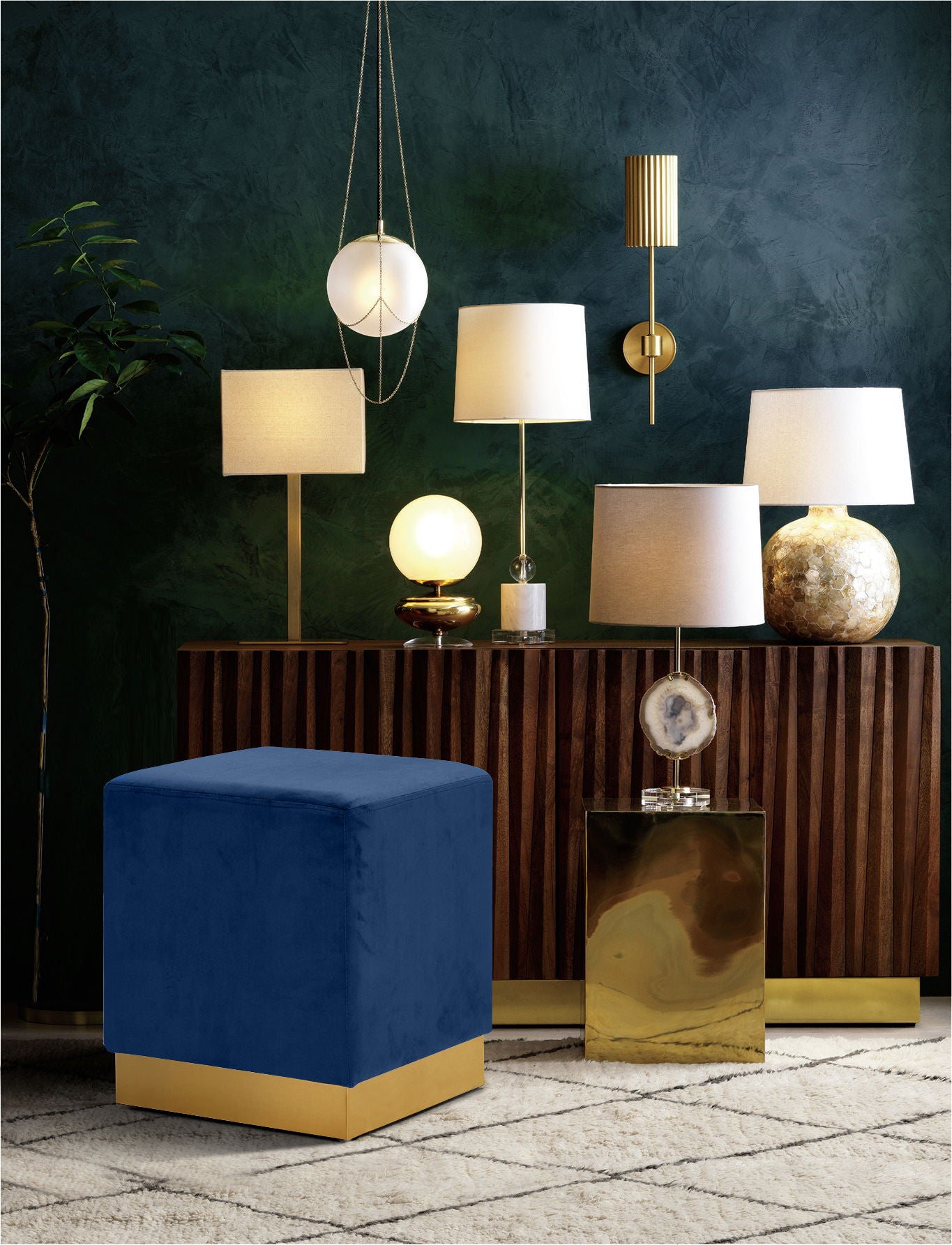 Jax - Stool Ottoman with Gold Base - Urban Living Furniture (Los Angeles, CA)