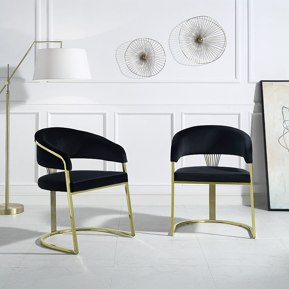 Fallon - Side Chair - Black Velvet & Mirrored Gold - Urban Living Furniture (Los Angeles, CA)
