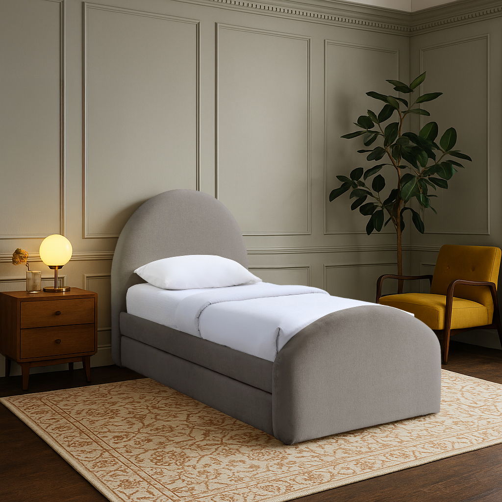 Andaz - Chenille Fabric Upholstered Trundle Bed