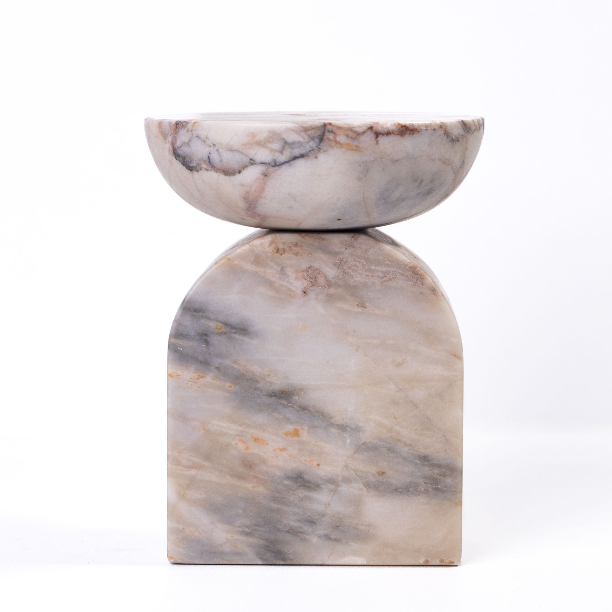 Marble Balanced Candle Holder - White Brown - Urban Living Furniture (Los Angeles, CA)