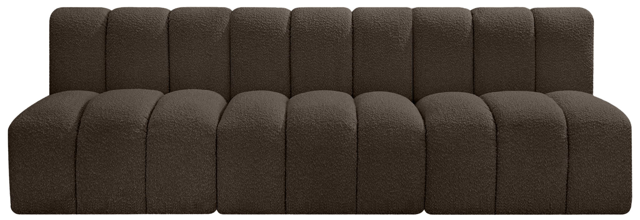 Arc - Boucle Fabric 3 Piece Modular Straight Sofa - Brown