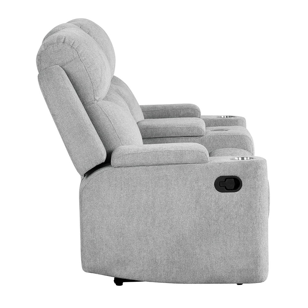 Galya - Motion Loveseat With Console - Light Gray Chenille - Urban Living Furniture (Los Angeles, CA)