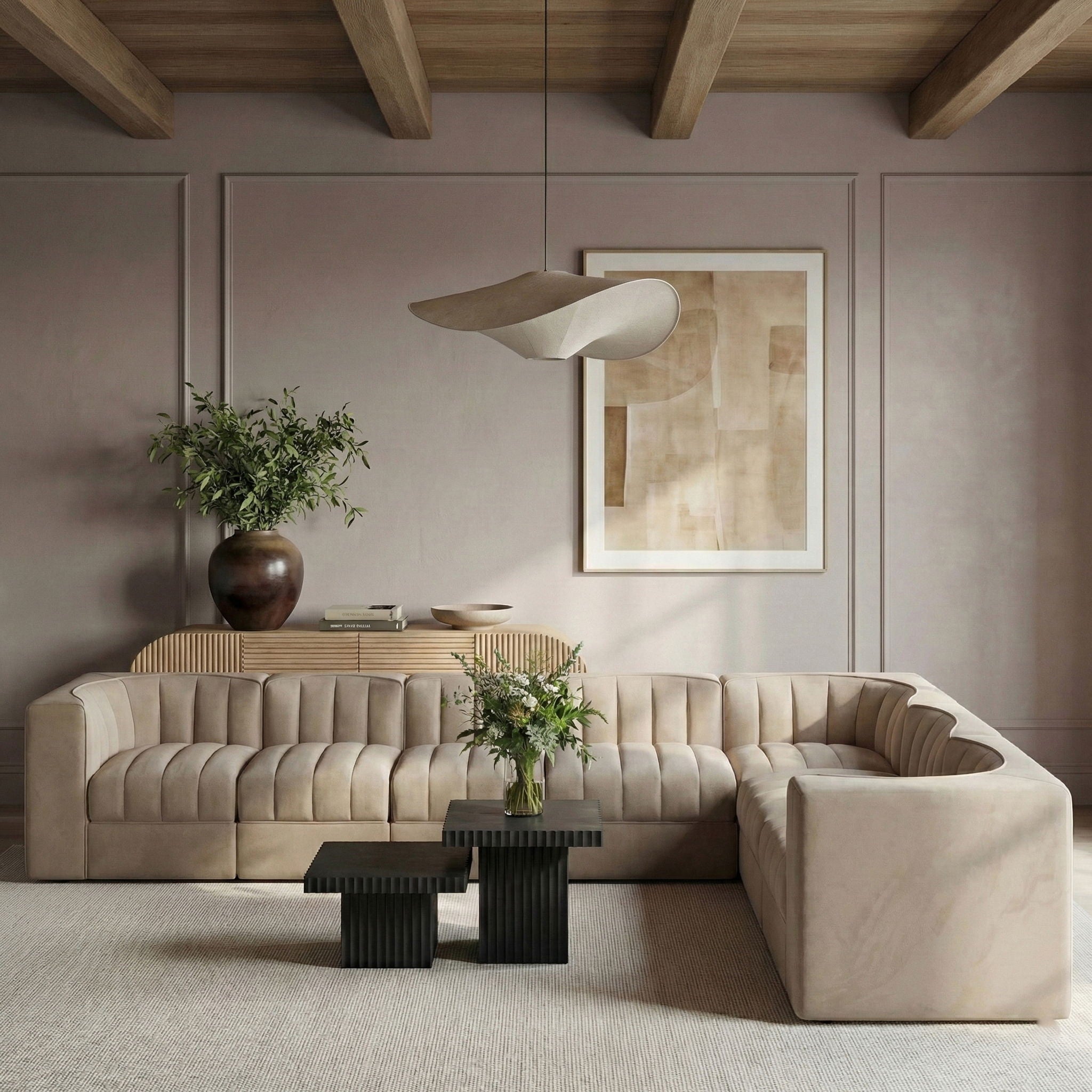 Rummi - Velvet Performance Fabric Upholstered 7 Piece Modular Sectional (With 3 Corner Chairs) - Urban Living Furniture (Los Angeles, CA)