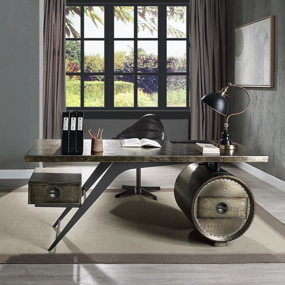 Brancaster - Executive Writing Desk With USB - Bronze - Urban Living Furniture (Los Angeles, CA)