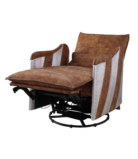 Qalurne - Power Motion Recliner With Swivel - Two Tone Mocha Top Grain Leather & Aluminum - Urban Living Furniture (Los Angeles, CA)