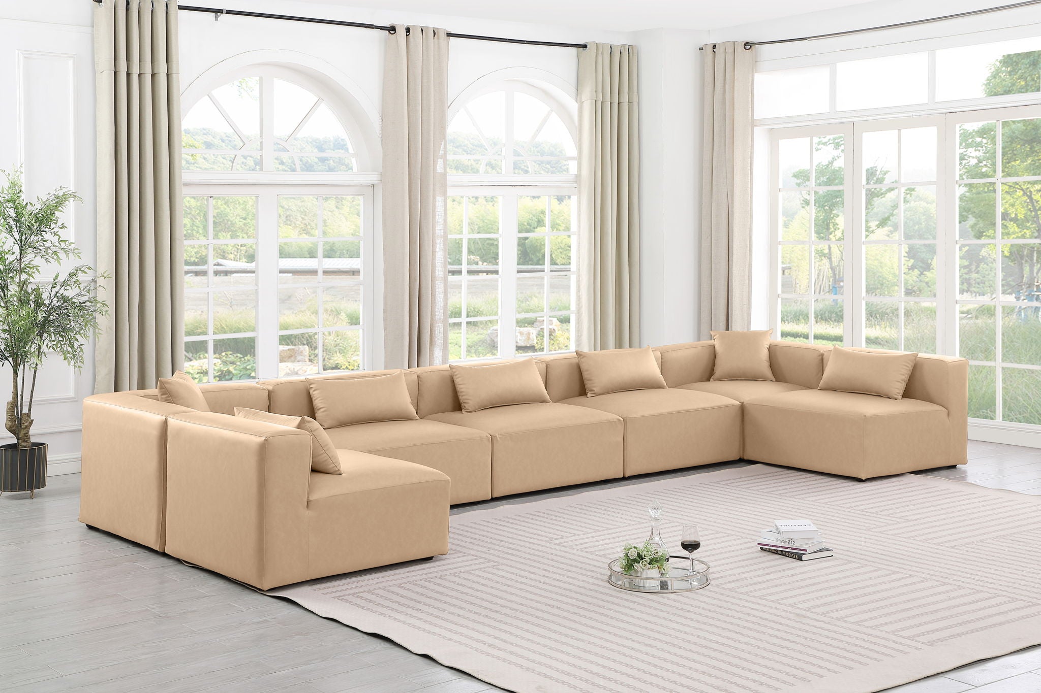 Cube - 7 Piece Modular U-Shaped Sectional - Tan - Urban Living Furniture (Los Angeles, CA)