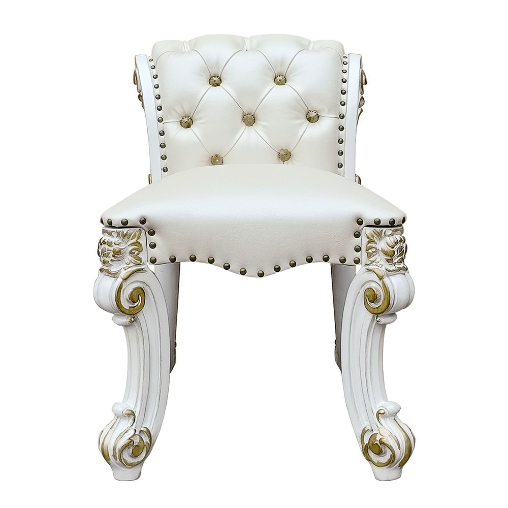 Vendome - Vanity Stool - Beige Synthetic Leather & Antique Pearl - Urban Living Furniture (Los Angeles, CA)