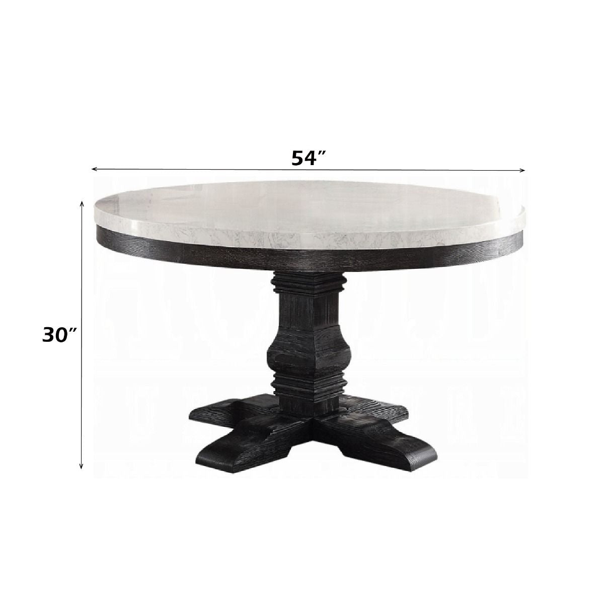 Nolan - Round Dining Table - White Marble Top & Salvage Dark Oak - Urban Living Furniture (Los Angeles, CA)