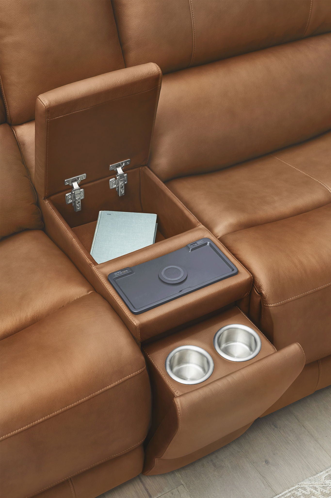 Belmont - Entertainment Tilt Console With Wireless Charger - Lyric Caramel - Urban Living Furniture (Los Angeles, CA)