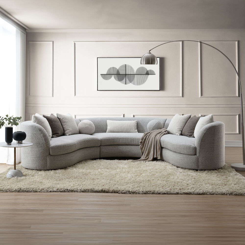 Ivria - Sectional Sofa With 9 Pillows - Gray Boucle - Urban Living Furniture (Los Angeles, CA)