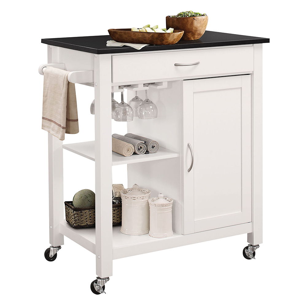 Ottawa - Kitchen Cart - Black Wooden Top & White - Urban Living Furniture (Los Angeles, CA)