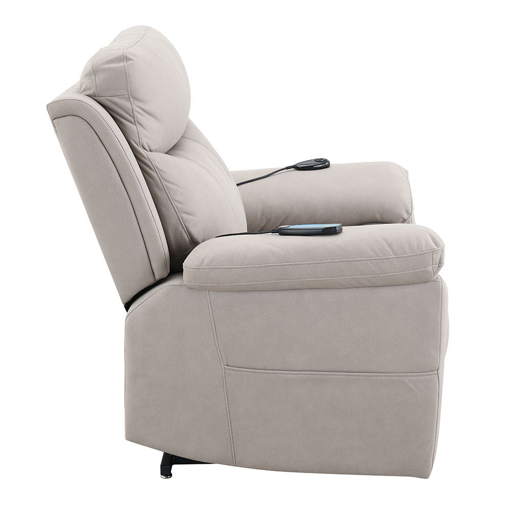 Chriki - Power Recliner With Lift & Heating & Massage - Beige Chenille & Black Finish - Urban Living Furniture (Los Angeles, CA)