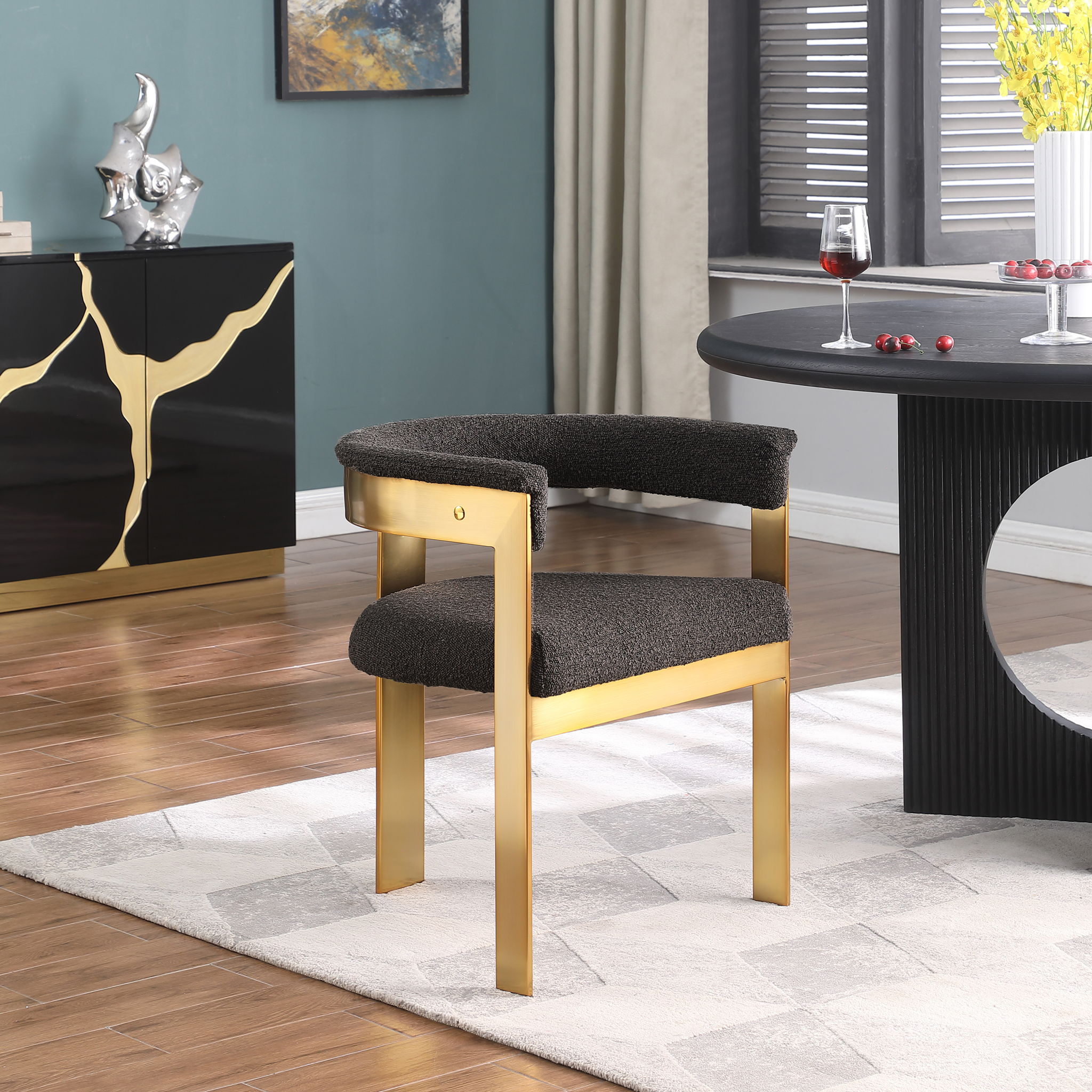 Romeo - Boucle Dining Chair With Gold Base (Set of 2) - Urban Living Furniture (Los Angeles, CA)