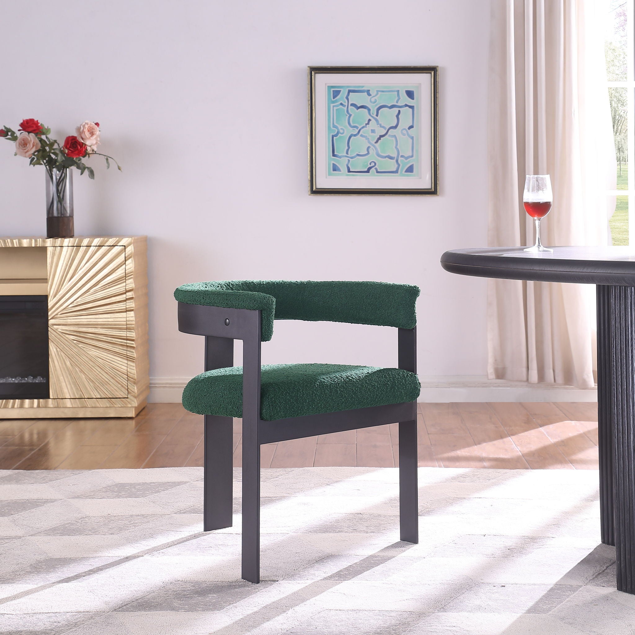 Romeo - Boucle Dining Chair With Black Base (Set of 2) - Urban Living Furniture (Los Angeles, CA)