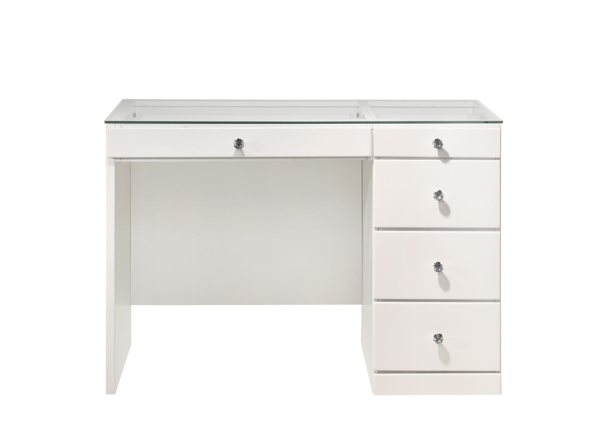 Morgan - Vanity Desk With Glass Top, LED Luxo Mirror & Stool - White - Urban Living Furniture (Los Angeles, CA)