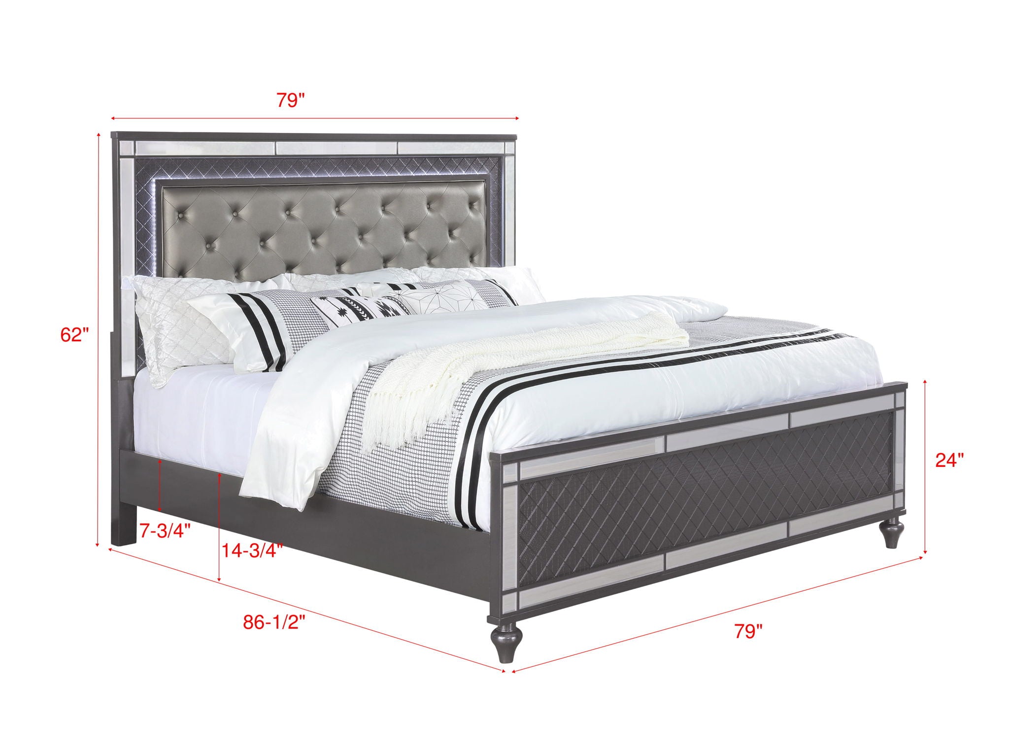 Refino - Bedroom Set - Gunmetal - Urban Living Furniture (Los Angeles, CA)