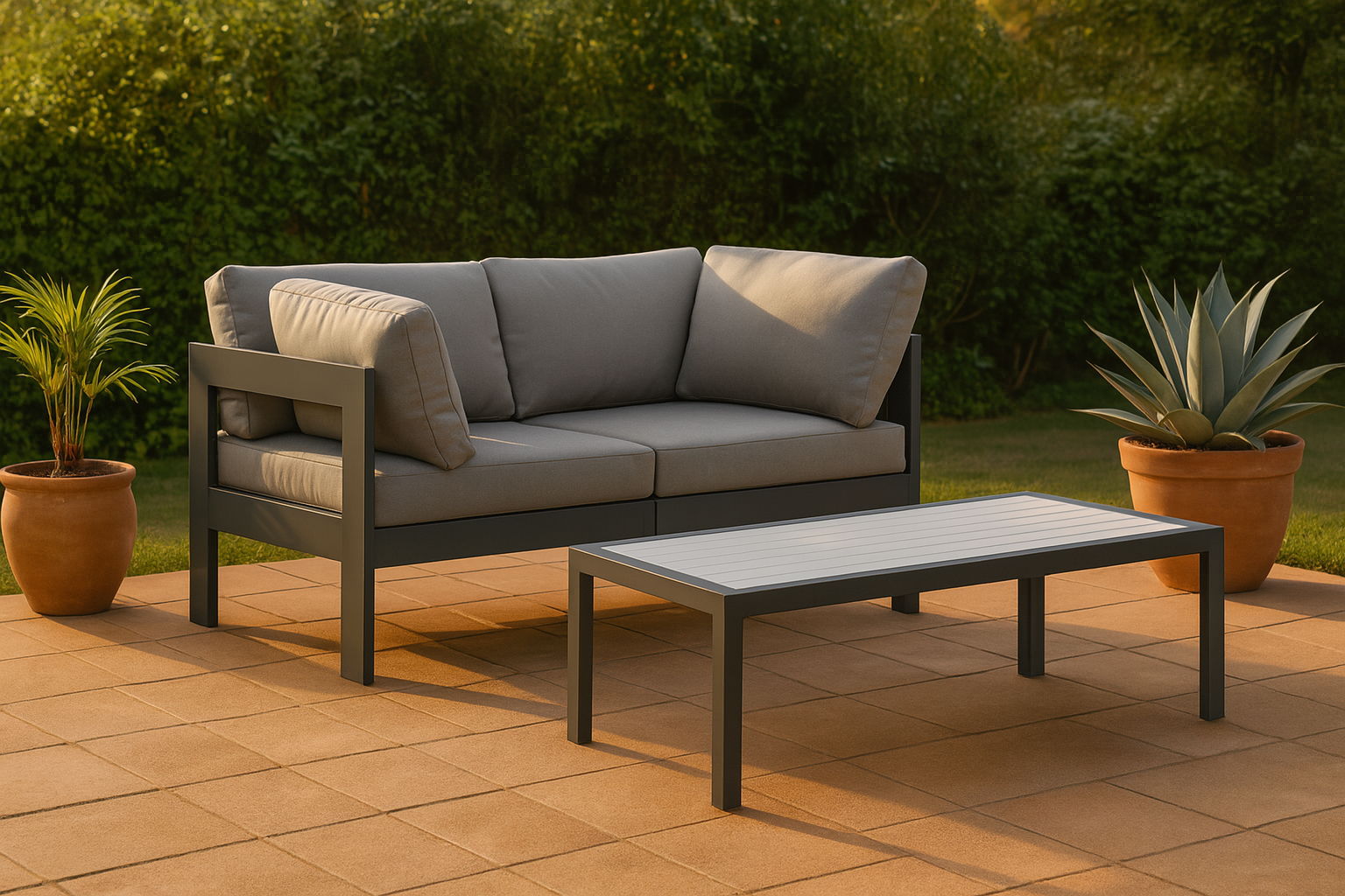Nizuc - Outdoor Patio 2 Seat Modular Sofa With Gray Frame - Urban Living Furniture (Los Angeles, CA)