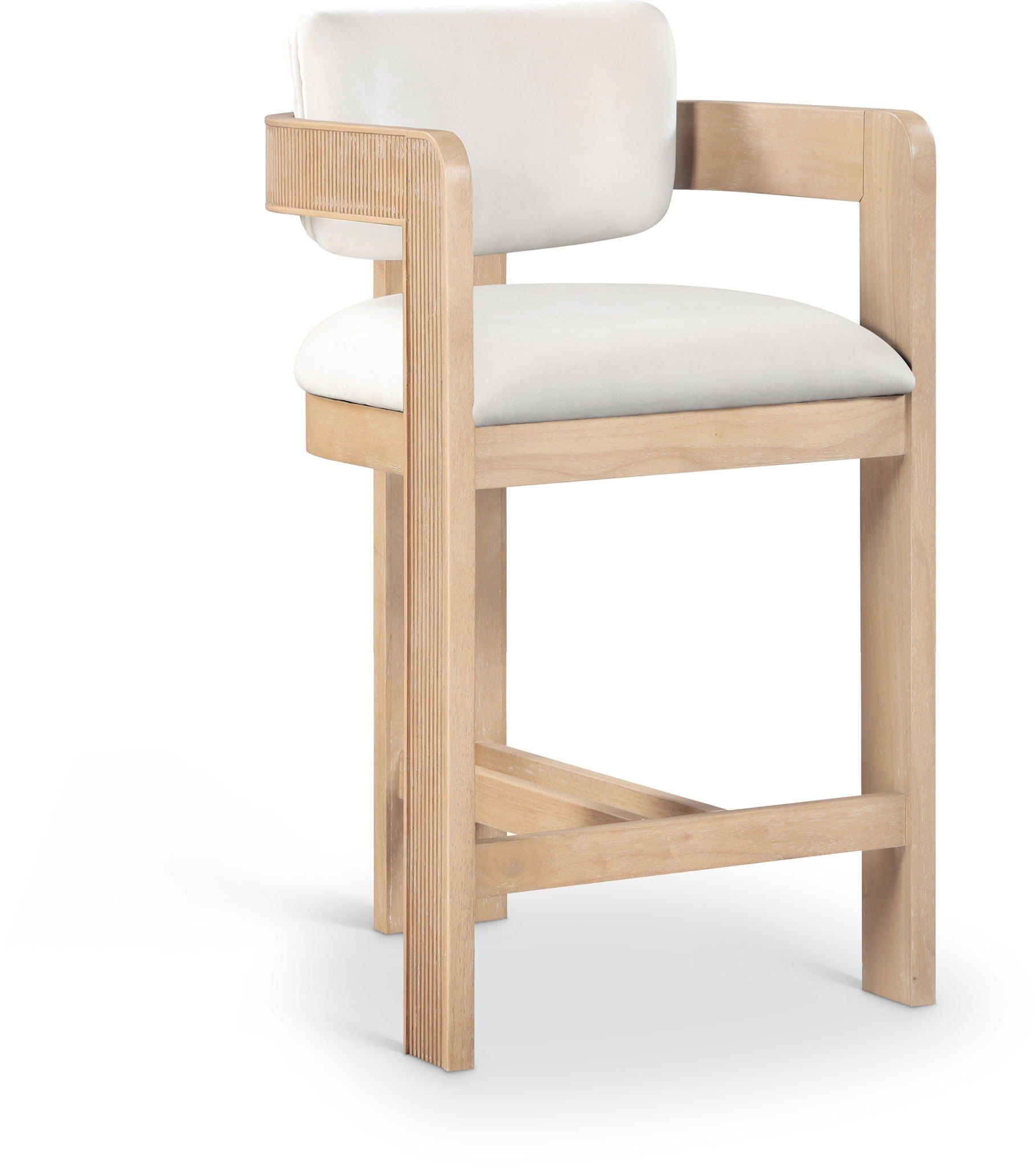 Sacha - Velvet Stool With Natural Base - Urban Living Furniture (Los Angeles, CA)
