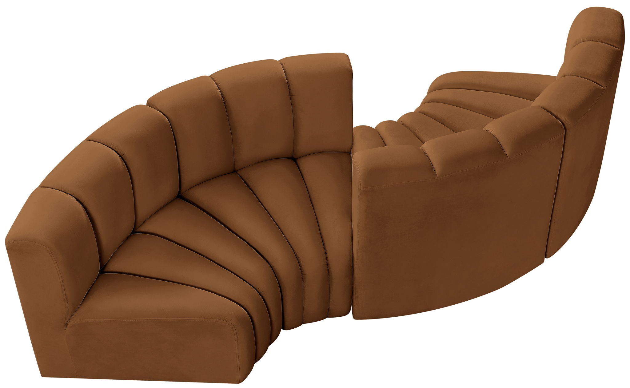 Arc - Velvet 4 Piece Curved Modular Sofa - Saddle