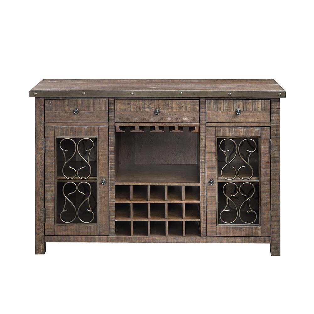Raphaela - Server With Cup Holder & Wine Rack - Weathered Cherry - Urban Living Furniture (Los Angeles, CA)