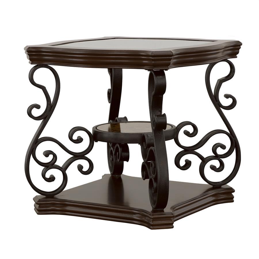 Laney - 1-Shelf Glass Top Rectangular End Table - Deep Merlot - Urban Living Furniture (Los Angeles, CA)