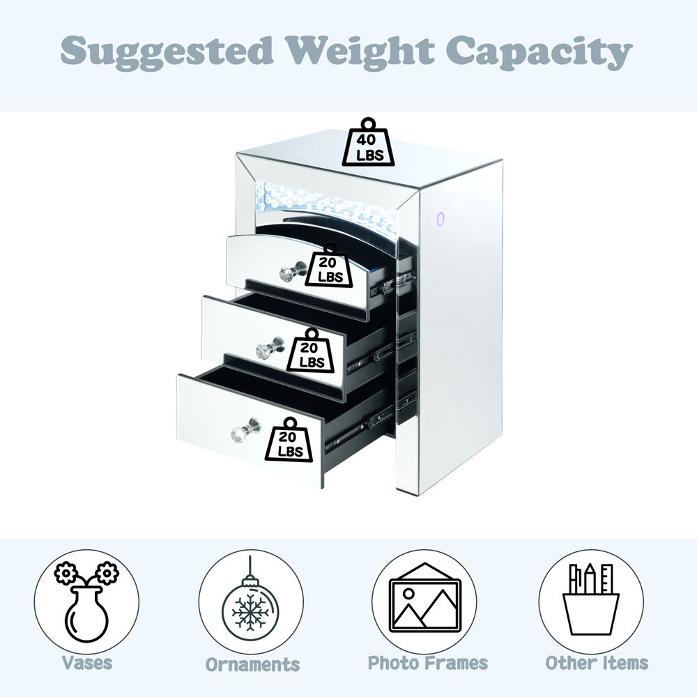 Nysa - Accent Table With LED - Mirrored & Faux Crystals - Urban Living Furniture (Los Angeles, CA)