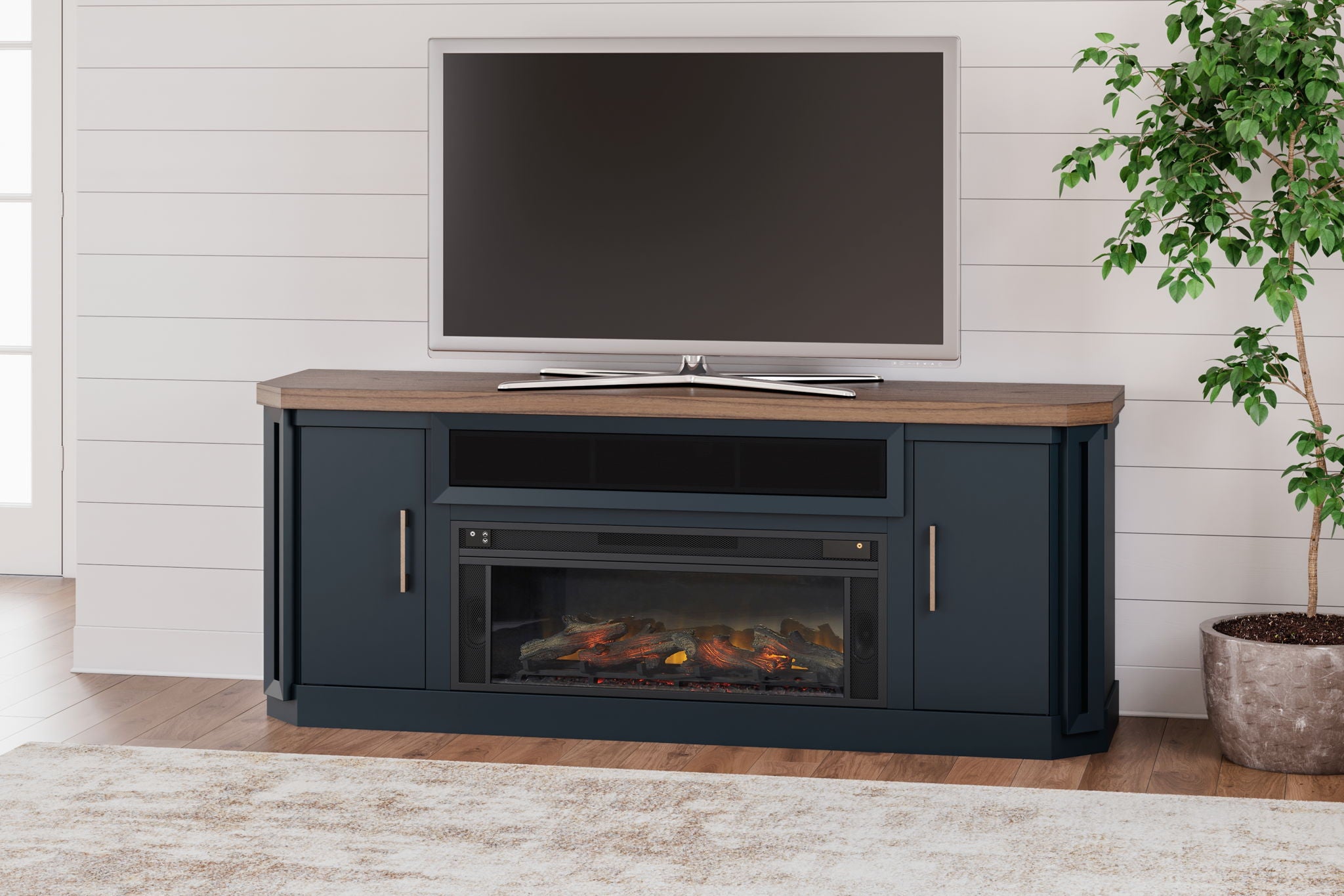 Landocken - Two-tone - 83" TV Stand With Electric Fireplace - Urban Living Furniture (Los Angeles, CA)
