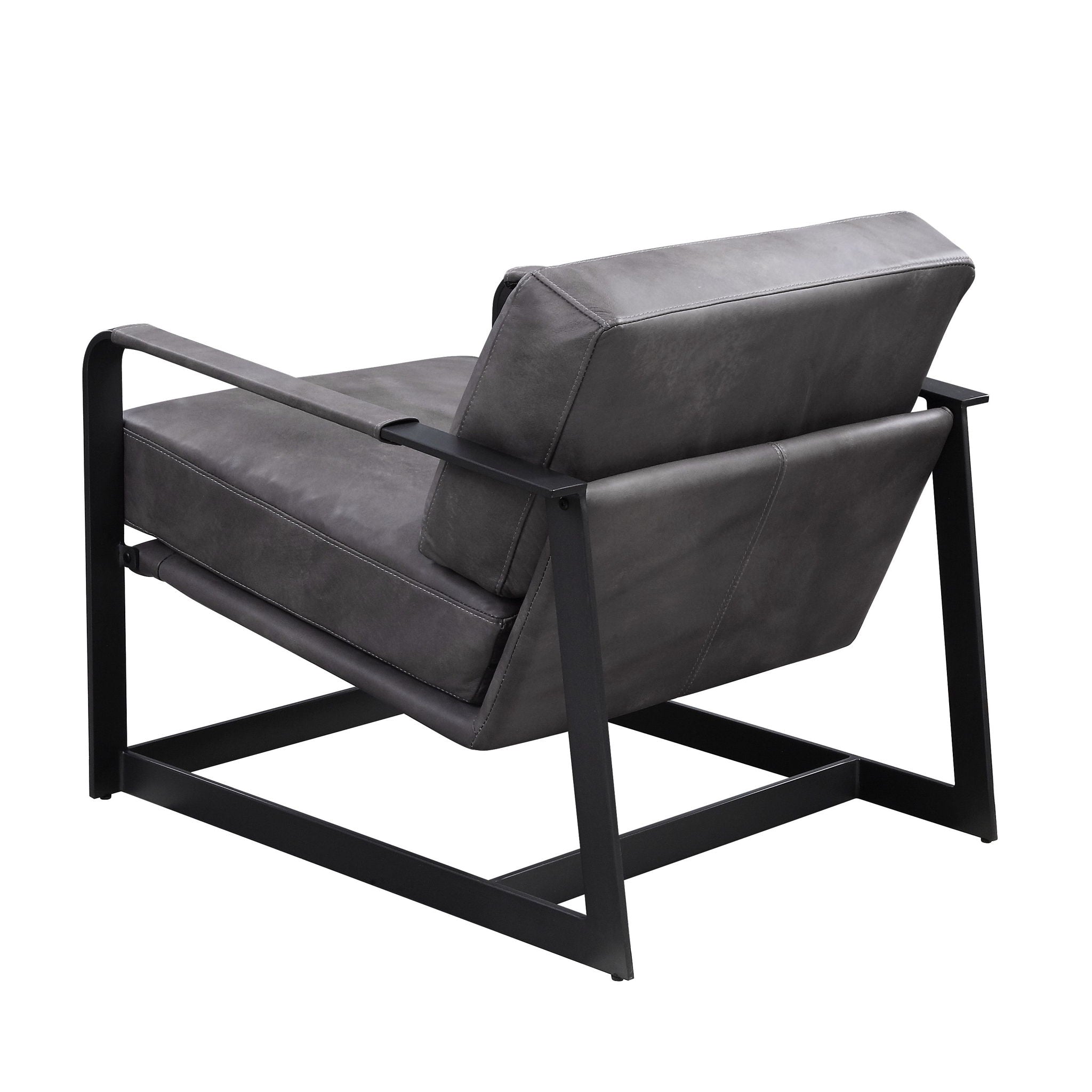 Locnos - Accent Chair - Gray Top Grain Leather & Black - Urban Living Furniture (Los Angeles, CA)