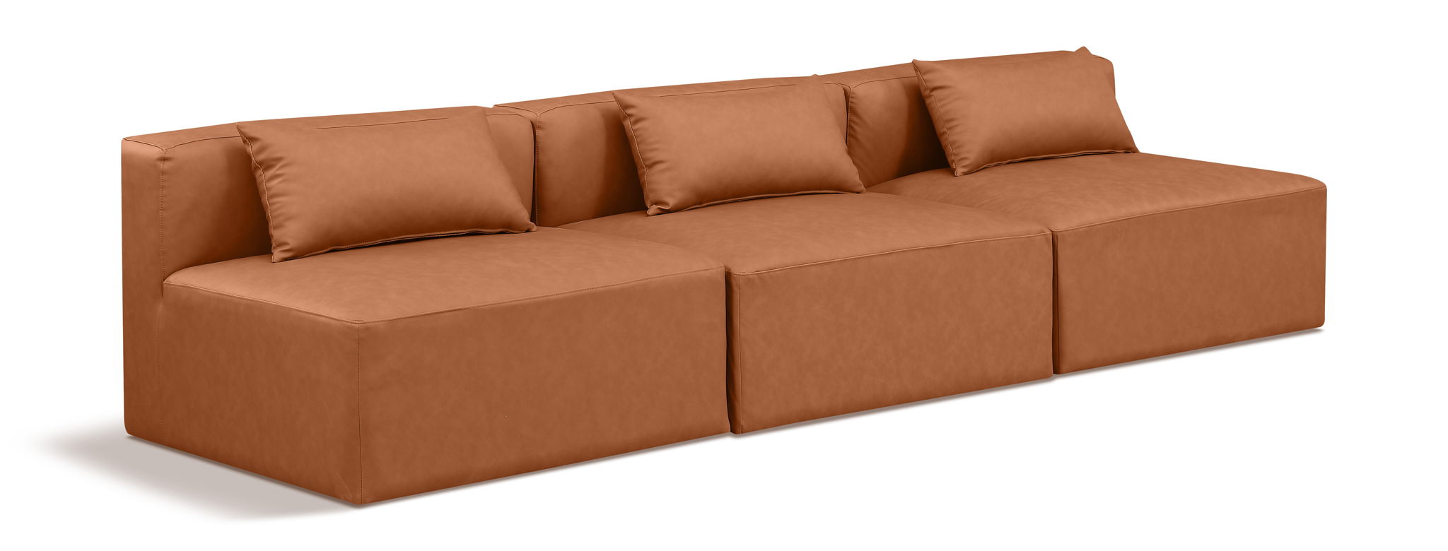 Cube - Modular 3 Seat Armless Sofa - Cognac - Urban Living Furniture (Los Angeles, CA)