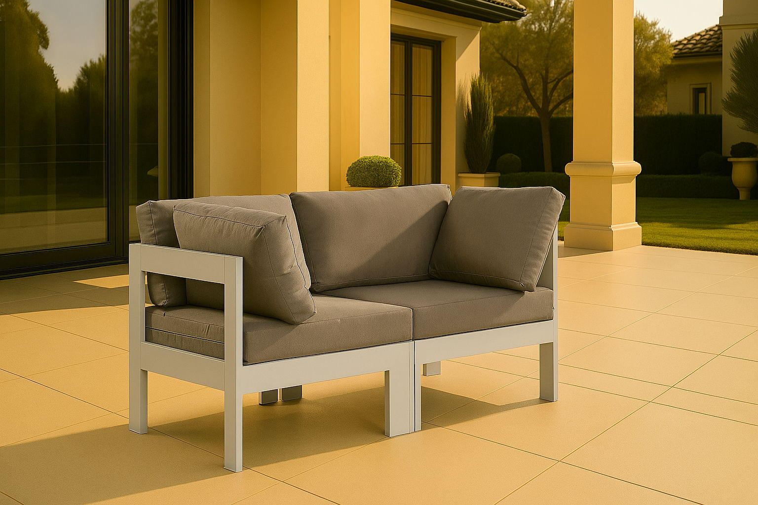 Nizuc - Outdoor Patio 2 Seat Modular Sofa With White Frame - Urban Living Furniture (Los Angeles, CA)