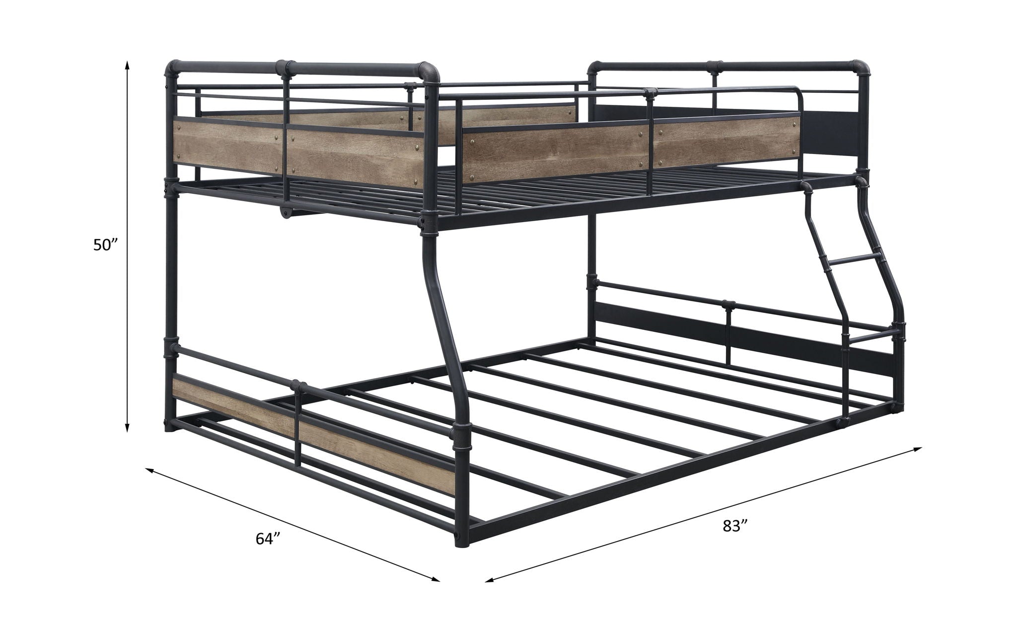 Cordelia - Full/Queen Bunk Bed - Antique Oak, Sandy Black & Dark Bronze Hand-Brushed - Urban Living Furniture (Los Angeles, CA)
