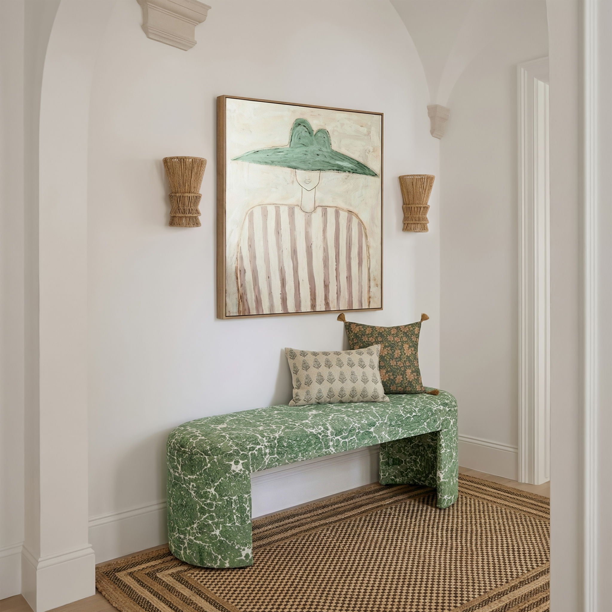 Greenspace - Round Upholstered Bench - Green - Urban Living Furniture (Los Angeles, CA)