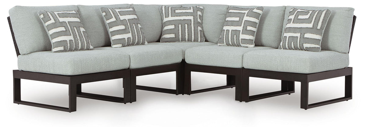 Beachloft - 5-Piece Outdoor Sectional - Black / Gray