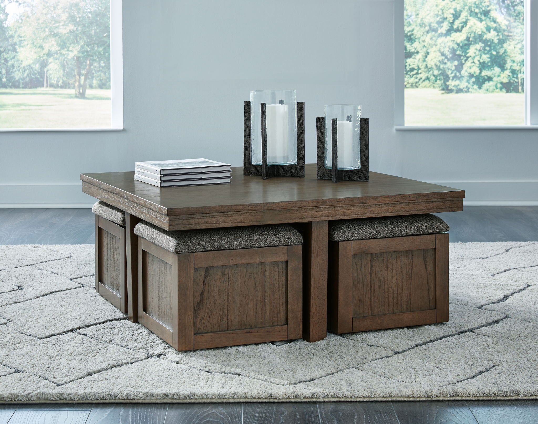 Boardernest - Brown - Cocktail Table With 4 Stools (Set of 5) - Urban Living Furniture (Los Angeles, CA)