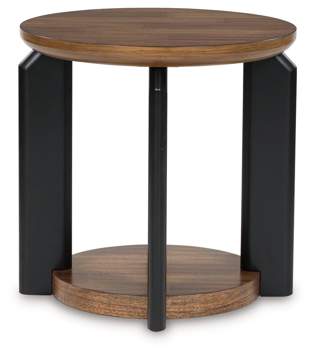 Kraeburn - Brown / Black - Round End Table - Urban Living Furniture (Los Angeles, CA)