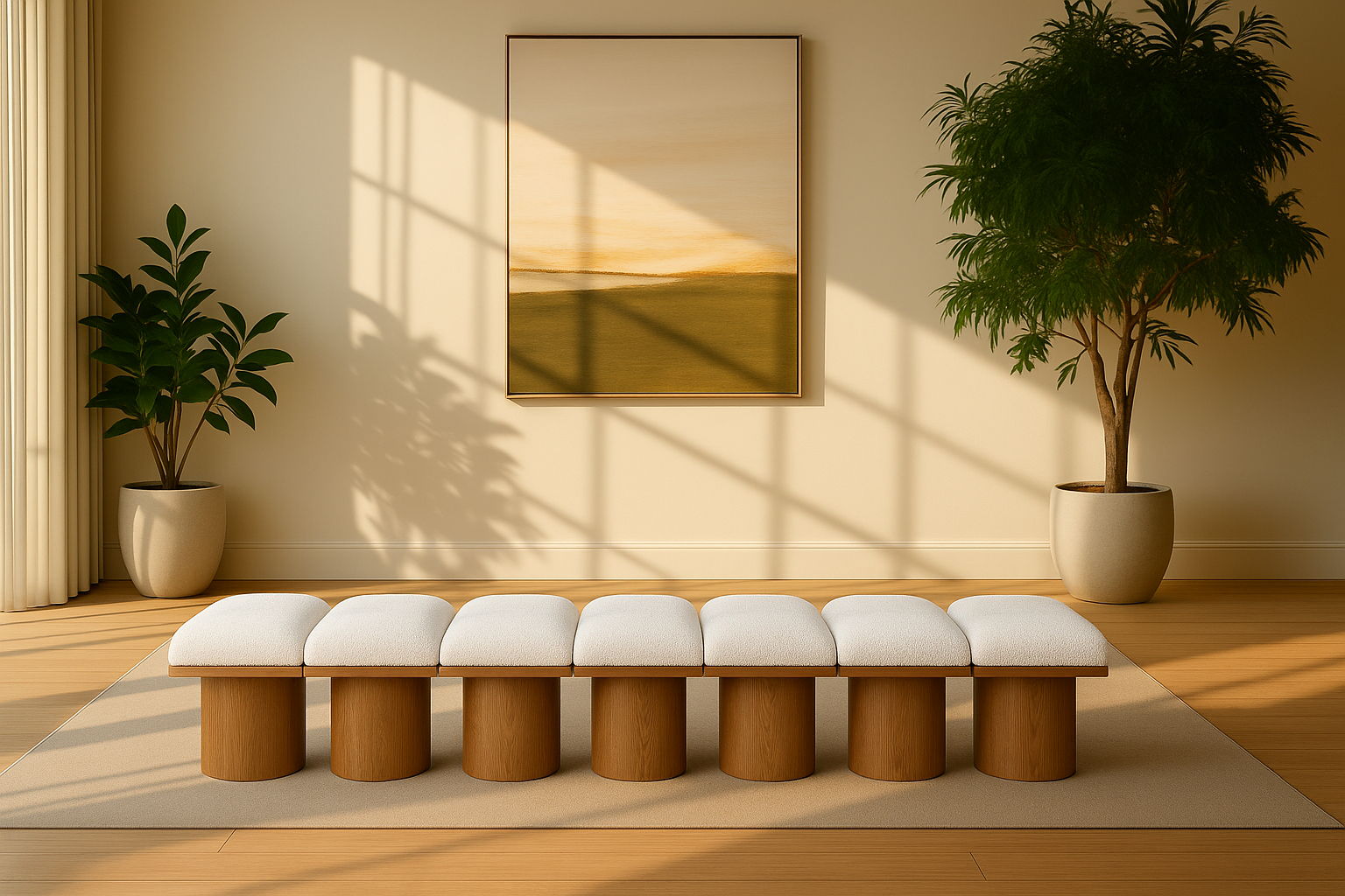 Pavilion - 7 Piece Modular Bench With Brown Base