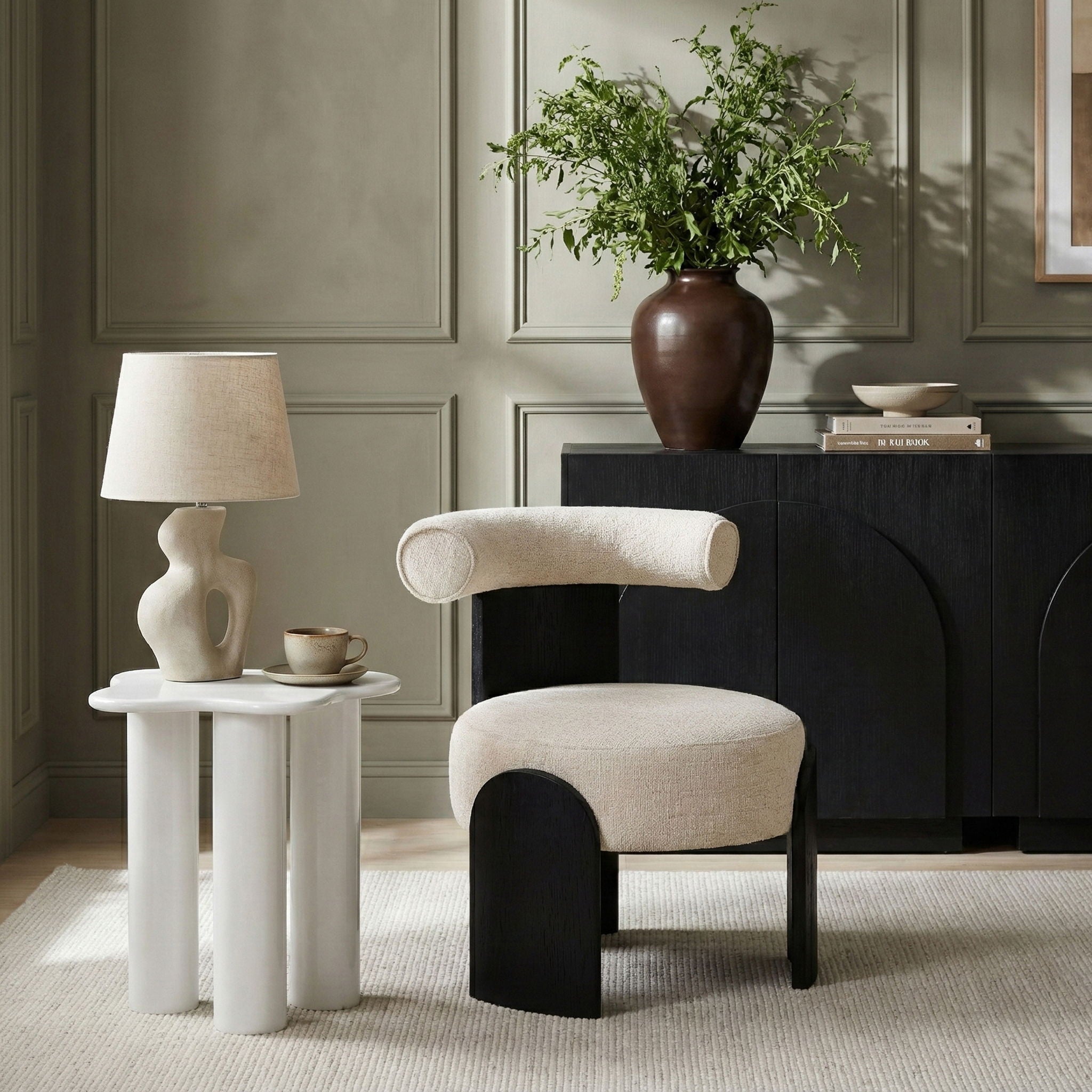Calder - Linen Textured Fabric Upholstered Accent Chair - Painted Black Base - Urban Living Furniture (Los Angeles, CA)