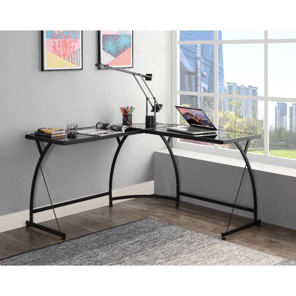 Janison - Writing Desk - Black Glass & Black - Urban Living Furniture (Los Angeles, CA)