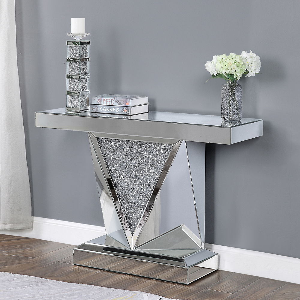 Noralie - 31"H Console Table - Mirrored & Faux Diamonds - Urban Living Furniture (Los Angeles, CA)