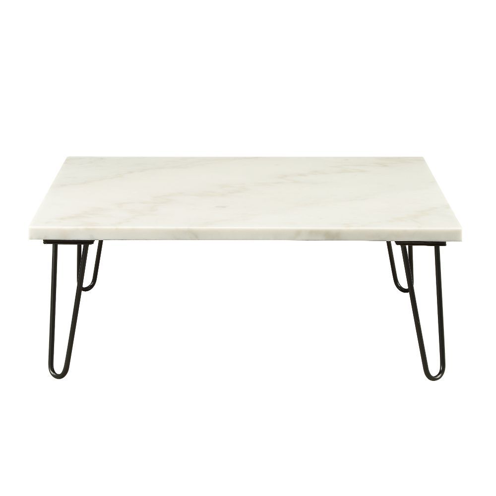 Telestis - Coffee Table - White Marble Top & Black